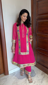 Pink Bandhani Kurta Set